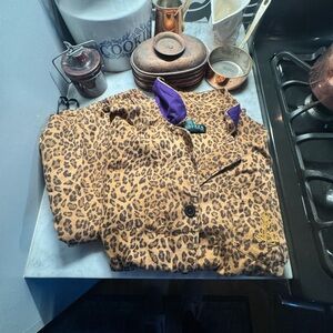 Lauren Ralph Lauren Leopard Print Pajama set with Purple Accents
